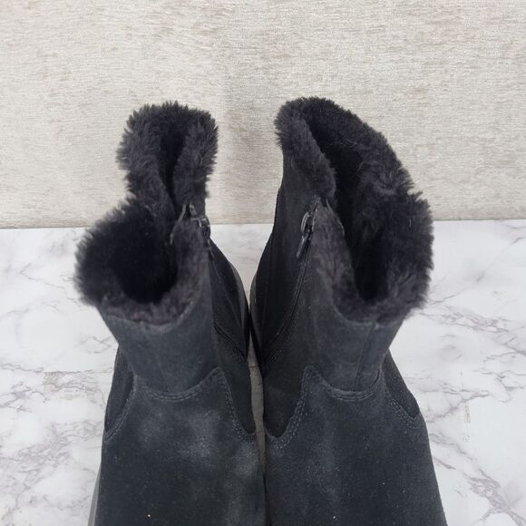 Clarks Women's Ivery Opal Ankle Boot Black Warm Lined Suede - Picture 4 of 10